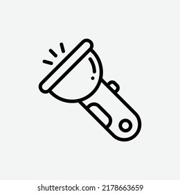 flashlight icon, isolated mechanic outline icon in light grey background, perfect for website, blog, logo, graphic design, social media, UI, mobile app
