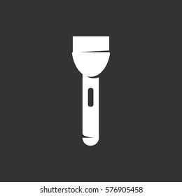 Flashlight icon isolated on black background. Flashlight vector logo. Flat design style. Modern vector pictogram for web graphics - stock vector