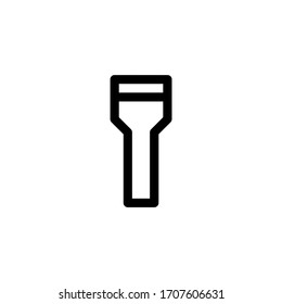 Icono de linterna, aislado en blanco. Icono de esquema de interfaz de usuario.
