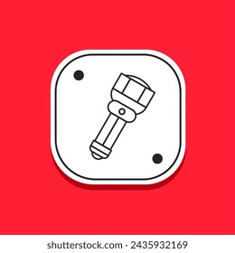 Flashlight icon line in flat. Stock vector.