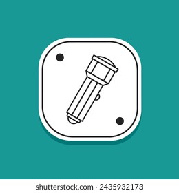 Flashlight icon line in flat. Stock vector.