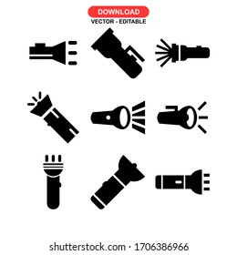 Icono de linterna o logotipo símbolo de signo aislado ilustración vectorial - Colección de iconos vectoriales de estilo negro de alta calidad

