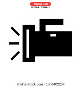Icono de linterna o logotipo símbolo de signo aislado Ilustración vectorial de alta calidad Iconos vectoriales de estilo negro
