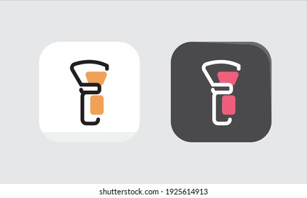 Icono de linterna con minimalismo Tema blanco y negro