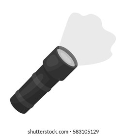 Flashlight icon in monochrome style isolated on white background. Police symbol stock vector illustration.