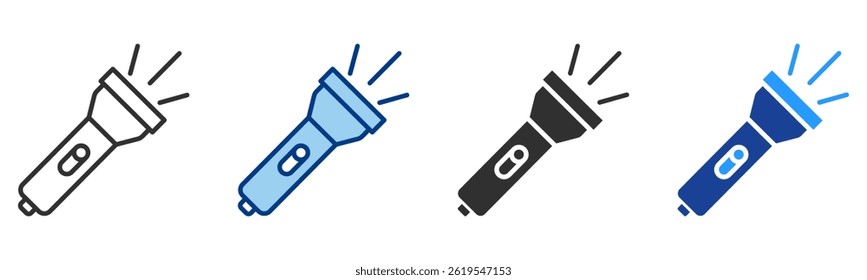 Flashlight Icon Multiple Style Vector Collection