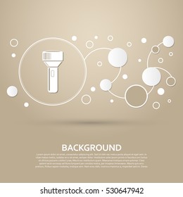 flashlight icon on a brown background with elegant style and modern design infographic. Vector illustration