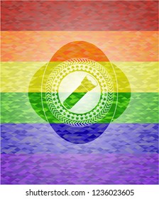 flashlight icon on mosaic background with the colors of the LGBT flag
