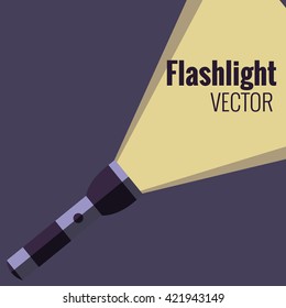 Flashlight  icon on night background isolated. Vector flat flashlight illustration. Concept of flat flashlight in dark. Colorful flashlight icon for your design. Pocket flashlight icon