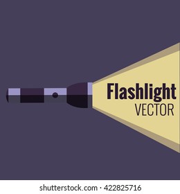 Leuchtsymbol auf Nachthintergrund einzeln. Vektorflache Blitzlichtgrafik. Konzept der flachen Taschenlampe im Dunkeln. Farbiges Taschenlampensymbol für Ihr Design. Taschenlampensymbol 