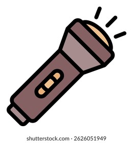 Flashlight icon. Outline flashlight vector icon color flat isolated