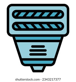 Vector de contorno de icono de linterna. Estudio fotográfico. Cámara trípode de color plano