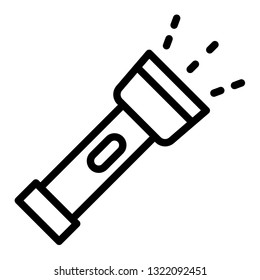 Flashlight icon. Outline flashlight vector icon for web design isolated on white background