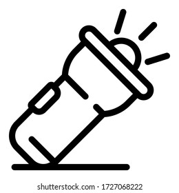 Flashlight icon. Outline flashlight vector icon for web design isolated on white background