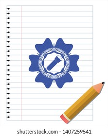 flashlight icon with pen strokes. Blue ink. Vector Illustration. Detailed.