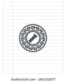 flashlight icon with pencil strokes. Vector Illustration. Detailed.