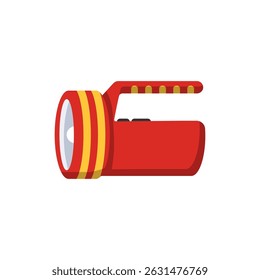 Ícone de lanterna com alça de plástico e lâmpada brilhante mostrando dispositivo de tocha elétrica para segurança noturna e iluminação em estilo vetorial usado no bate-papo de mensagens on-line e projeto de rede de mídia social
