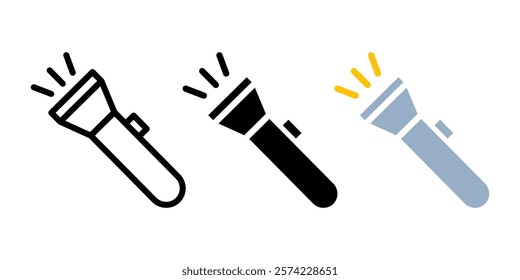 Flashlight icon. Portable light lamp sign. Electric handle lantern. Handle light illustration.