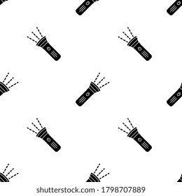 Flashlight Icon Seamless Pattern, Torch Icon, Hand Held Portable Electric Light Vector Art Illustration