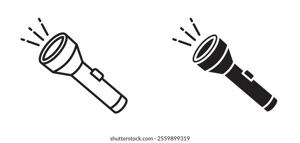 Flashlight Icon set in black color for ui designs