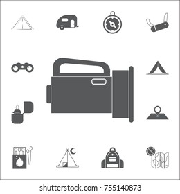 Flashlight icon. Set of camping icons on the white background