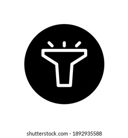 Flashlight icon. Flashlight sign symbol in black round style. Vector