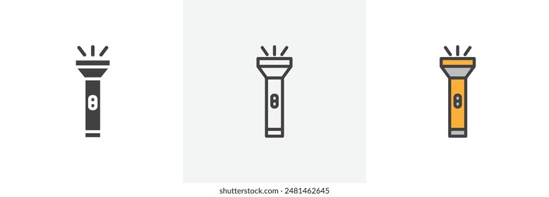 Flashlight icon symbol collection on white background.