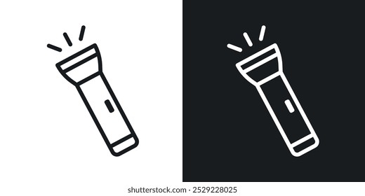 Icono de linterna en color negro de línea delgada. ilustración de símbolos de Vector simple plano.