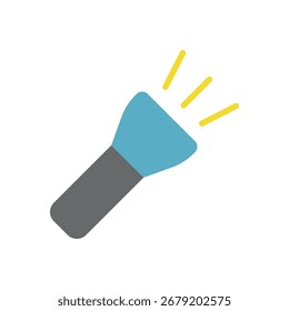 Flashlight icon for tool, emergency, and outdoor design content.