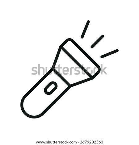 Flashlight icon for tool, emergency, and outdoor design content.