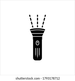 Flashlight Icon, Torch Icon, Hand Held Portable Electric Light Vector Art Illustration