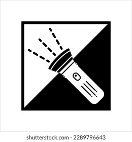 Flashlight Icon, Torch Icon, Hand Held Portable Electric Light Vector Art Illustration