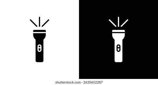 Flashlight icon Vector in flat style. Collection silhouettes