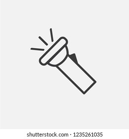 Flashlight icon vector. Lantern symbol. Linear style sign for mobile concept and web design. Flashlight symbol illustration. Pixel vector graphics - Vector.

