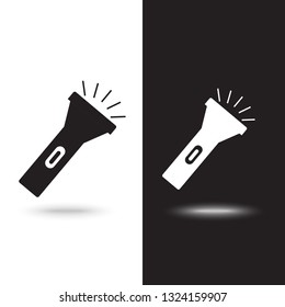 Flashlight icon vector on black and white background