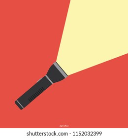 Flashlight icon.Competition flat flashlight on a red background.