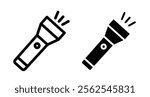 Flashlight Icons. black and white vector illustration set.