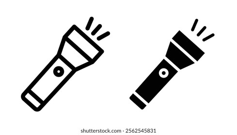 Flashlight Icons. black and white vector illustration set.