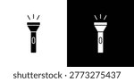 Flashlight icons editable flat black and white icons pack. Vector EPS10