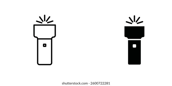 Flashlight icons set for apps and web ui designs. simple isolated graphics.