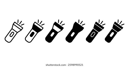 Flashlight Icons Set Black White Color Vector Design Illustration