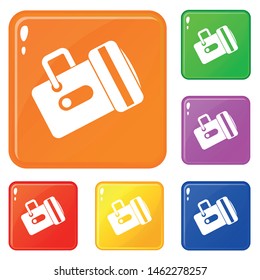 Flashlight icons set collection vector 6 color isolated on white background