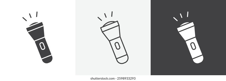 Flashlight icons in Thin line black color. flat simple vector symbols illustration.