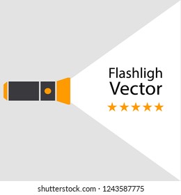 Flashlight icon.Vector flat flashlight illustration.Concept of flat flashlight in dark.Place for your text.