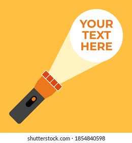 flashlight illuminate light beam as blank space for add advertising text or design. 