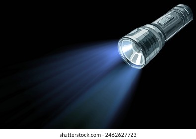 A flashlight illuminating a dark space