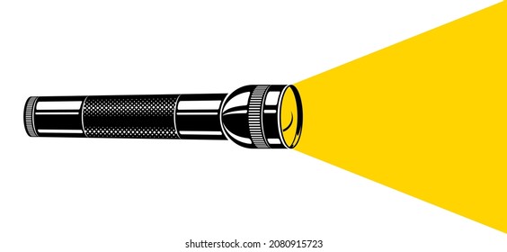 Flashlight illumination vector advertising poster illustration with copy space for text, flat style template for banner, background or wallpaper.