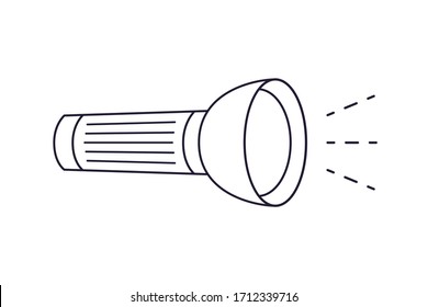 Flashlight isolated icon line cartoon vector