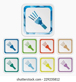 Flashlight isolated icons & symbols. Set colorful buttons. Vector illustration. It can be used for the web sites and mobiles.