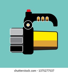 Flashlight isolated on blue background. Illustration. Vector.
